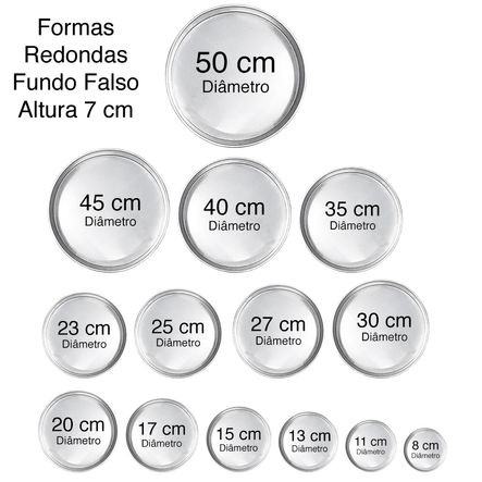 Forma de Bolo Redonda 11 X 8 Cm Fundo Falso Em Alumínio - formasecia