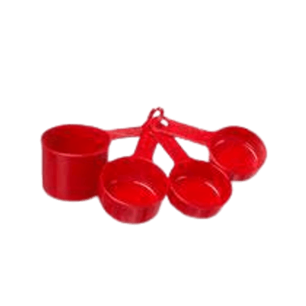 Jogo De Xícara Medidora Com 4 Peças Em Plástico Cor Vermelha